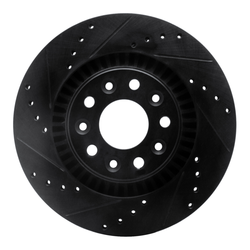 Ford Freestyle Brake Rotor (1) - Front Left - R1 Concepts - Drilled & Slotted - Black - `05-`09
